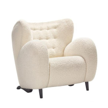 Living Room Furniture Upholstered Sofa Chair Faux Fur Fabric Lounge Chairs with footrest Leisure Armchair